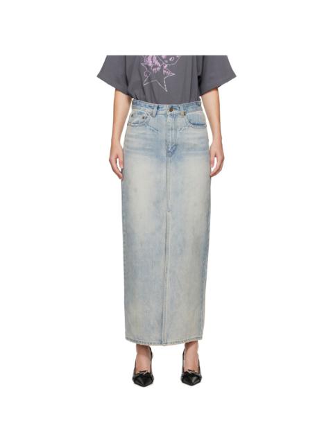 We11done Blue Washed Denim Maxi Skirt