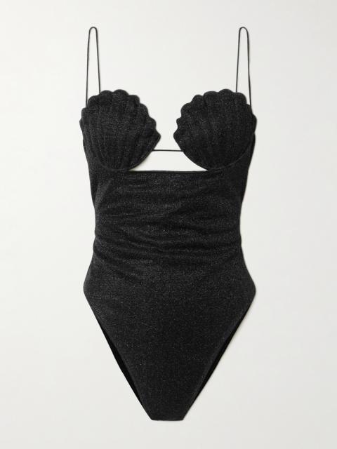 Oséree Lumière Shell Cutout Lurex Swimsuit