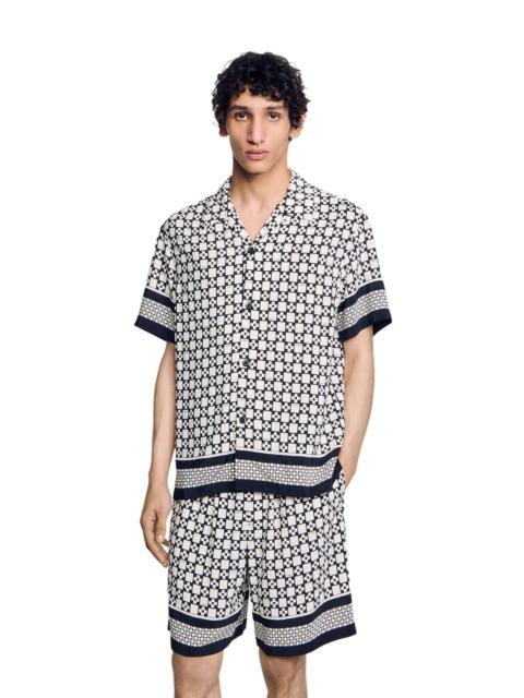 Sandro SANDRO Square Cross motif flowing blouse in Black at Nordstrom