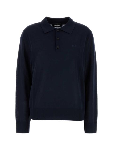 DSQUARED2 Dsquared Women Dark Blue Wool Polo Shirt
