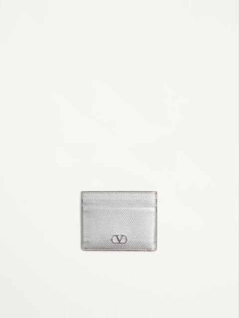 Valentino VLOGO SIGNATURE CARDHOLDER IN LAMINATED GRAINY CALFSKIN