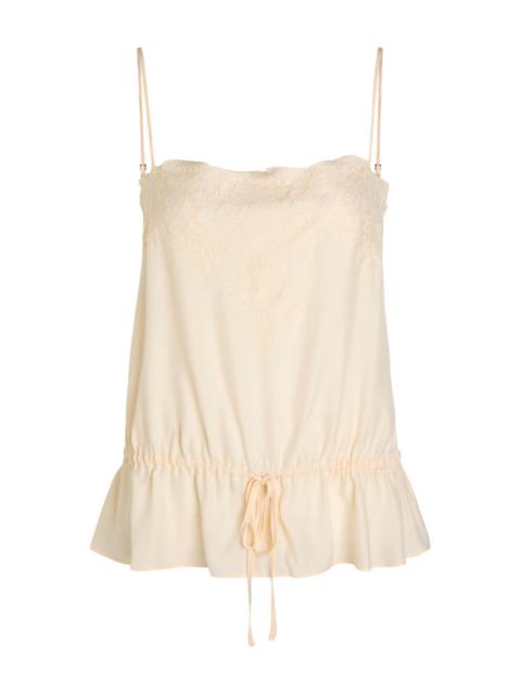 Reformation Reformation Silvia Lace-trimmed Silk top