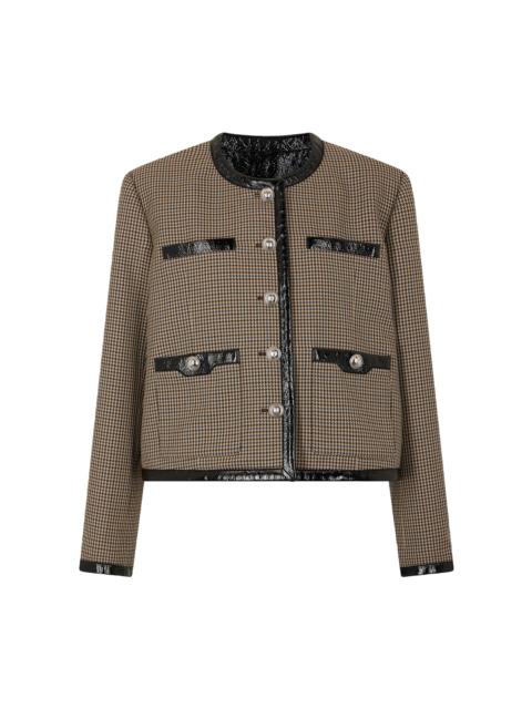 rabanne Vegan Leather-Trimmed Wool Jacket multi