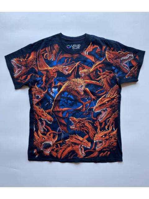Other Designers Liquid Blue Dragon Storm All Over Dark Fantasy Short Sleeve