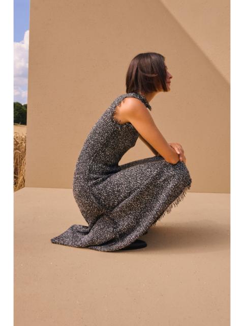 KAREN MILLEN Tweed Yarn Fringe Trim Knitted Dress