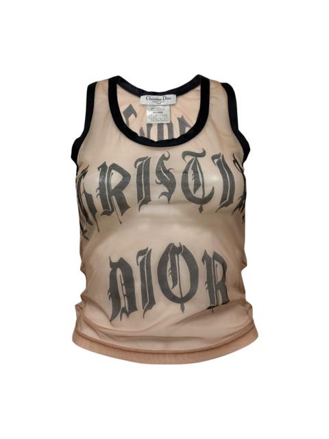 Dior CHRISTIAN DIOR Spring Summer 2002 Gothic Logo Mesh Tank Top