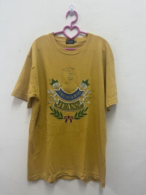 Other Designers Rare Vintage TRUSSARDI Spell Out Big Logo Gold Sewn Shirt