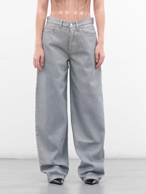 MUGLER Blue Denim Lace-Up Baggy Jeans