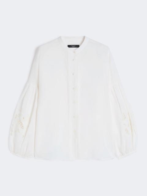 WEEKEND Max Mara Linen canvas mandarin-collar shirt - WHITE