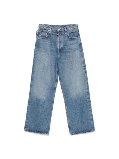 high-waisted jeans