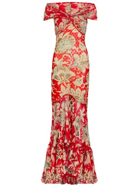 Etro Etro Floral Print Lace Maxi Dress