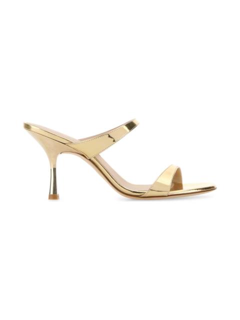 Stuart Weitzman Gold Leather Nudist Mules