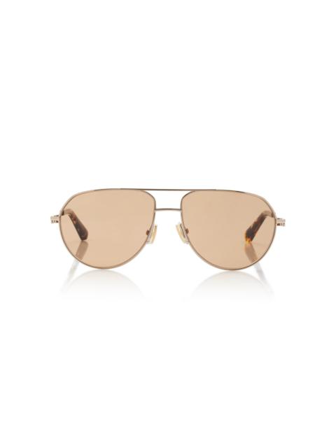 Bottega Veneta Aviator-Frame Metal Sunglasses gold