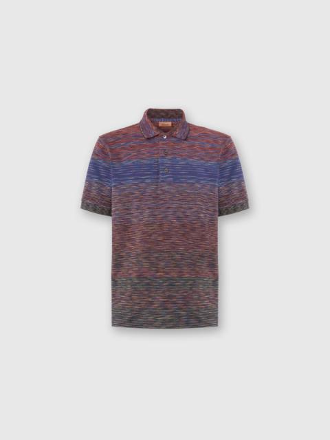 Missoni Short Sleeve Polo with Flame Knit