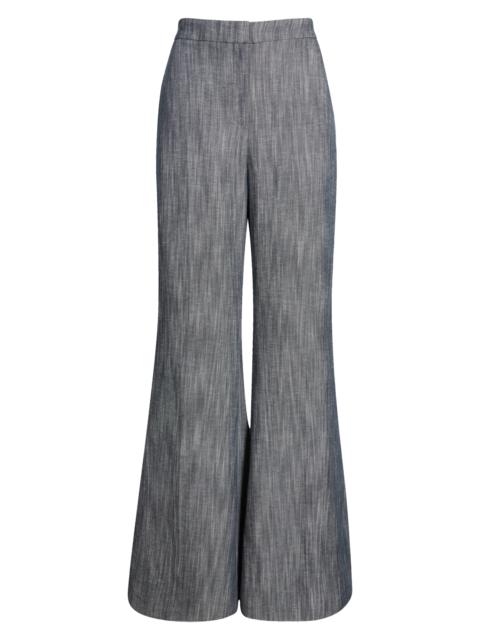 BOSS BOSS Talifia Sharkskin Twill Flare Trousers in Charcoal Sharkskin at Nordstrom