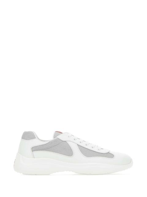 Prada Prada Men Two-Tone Leather And Tech Fabric Sneakers