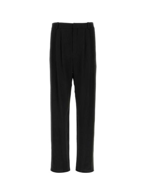 SAINT LAURENT Black Crepe Wide-leg Pant