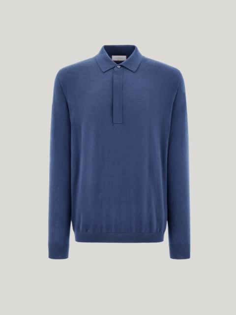 Canali CANALI NUVOLA SEAMLESS AIR FORCE BLUE EXTRA-FINE MERINO WOOL POLO SHIRT