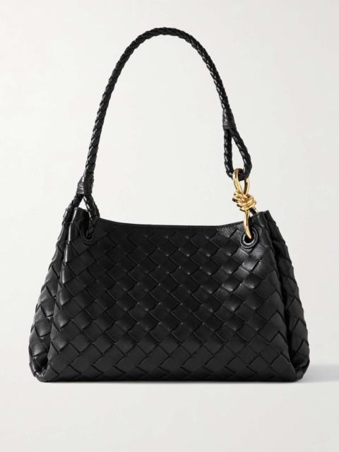 Parachute medium intrecciato leather shoulder bag Black