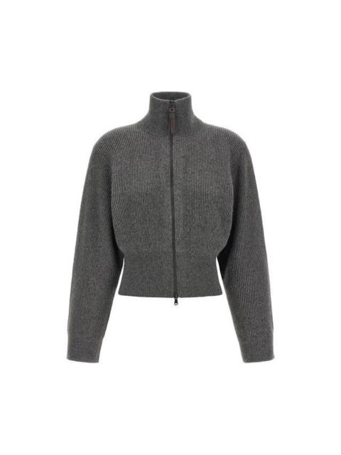 Brunello Cucinelli BRUNELLO CUCINELLI Ribbed Cardigan Gray New & Authentic (Wom