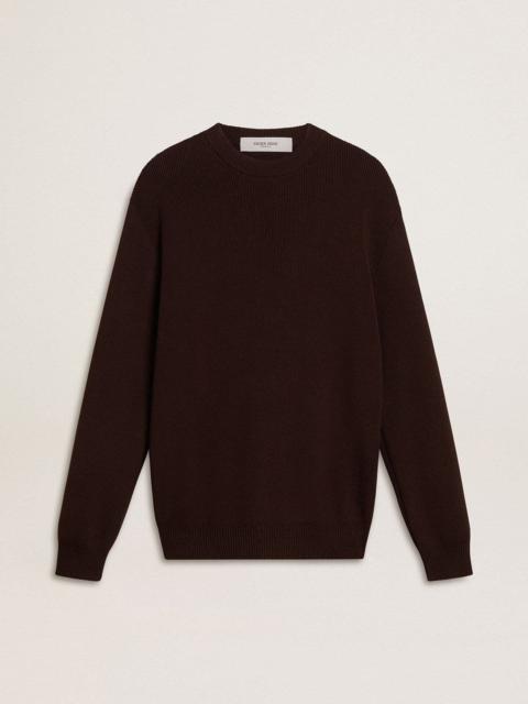 Golden Goose Men's brown crew-neck sweater with 'Golden' lettering on the back