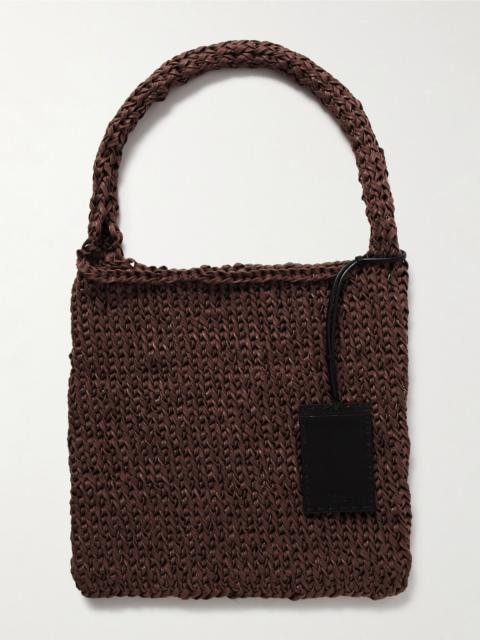 The Row Didion large woven waxed-cotton shoulder bag Brown