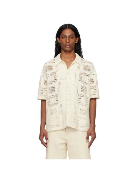 SOLID HOMME Off-White Open-Knit Shirt