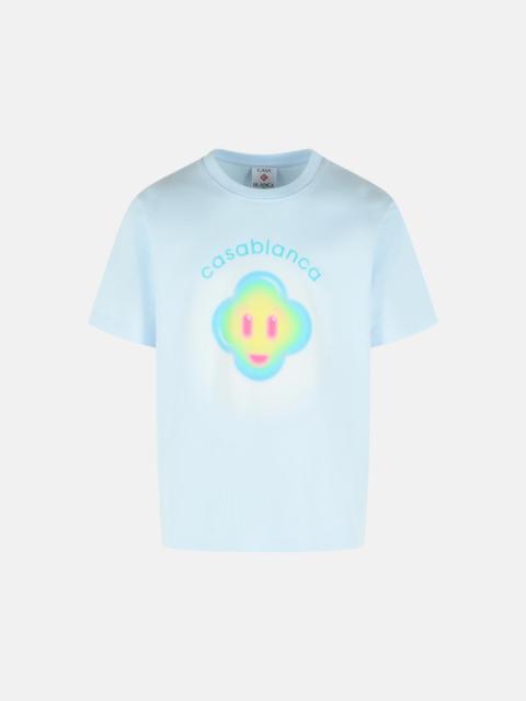 CASABLANCA 'AIRBRUSH SMILEY' LIGHT BLUE COTTON T-SHIRT