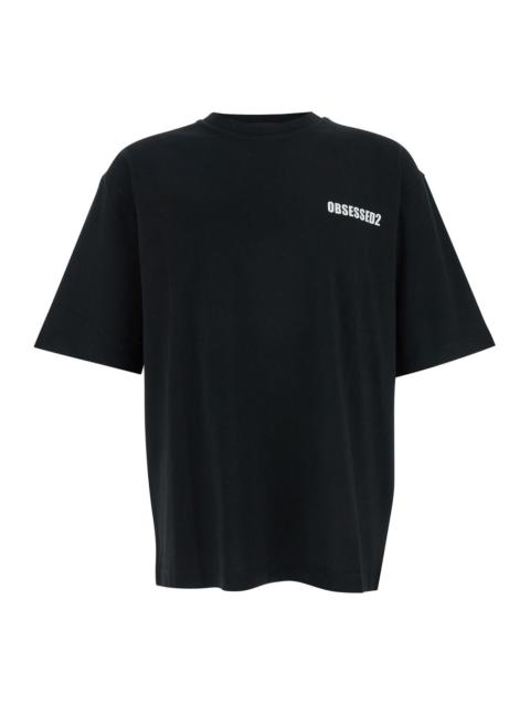 DSQUARED2 Dsquared2 Men Black T-Shirt With Logo On The Front In Cotton Man
