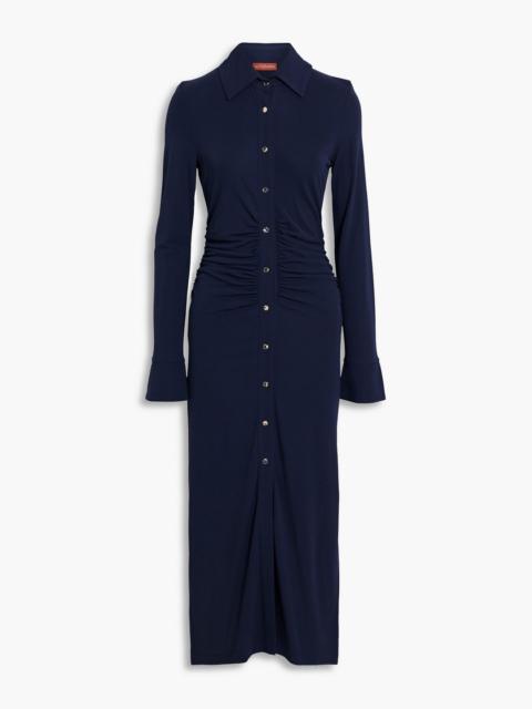 Altuzarra Claudia ruched crepe midi shirt dress