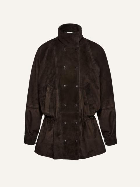 MAGDA BUTRYM Cinched leather jacket in brown suede