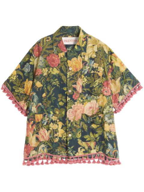 Valentino Valentino Linen Floral Tassel Shirt