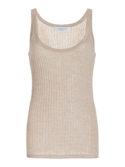 GABRIELA HEARST Nevin Pointelle Tank in Oatmeal Silk Cashmere