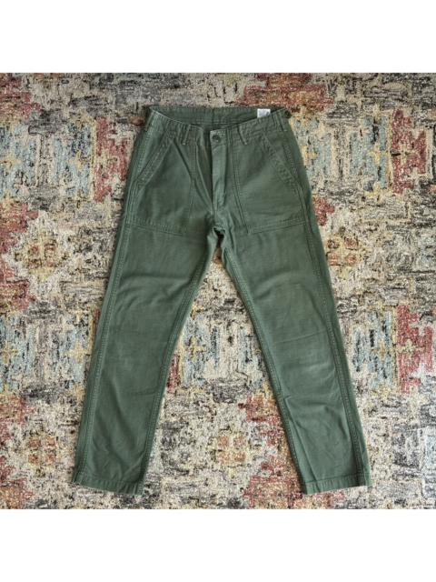 orSlow reverse sateen fatigue trousers slim olive khaki japan