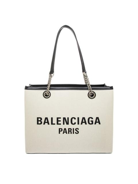 BALENCIAGA Balenciaga Duty Free Medium Leather & Canvas Tote