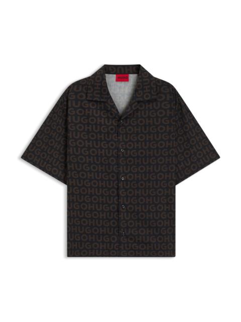 HUGO OVERSIZE-FIT SHIRT IN PRINTED COTTON POPLIN