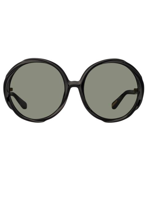 LINDA FARROW OTAVIA OVERSIZED SUNGLASSES IN BLACK