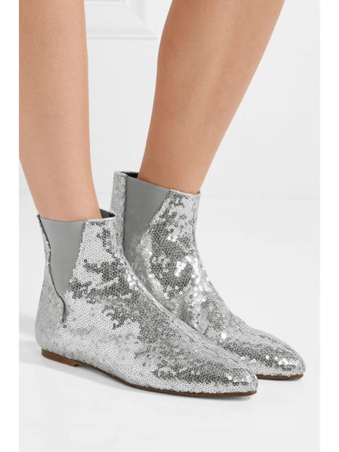 Loewe Sequined Leather Chelsea Booties