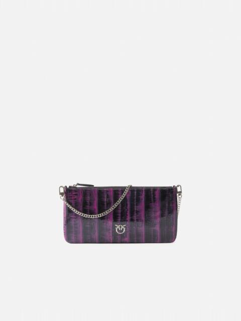 PINKO PINKO GALLERIA CLUTCH BAG IN EEL SKIN WITH SHOULDER STRAP