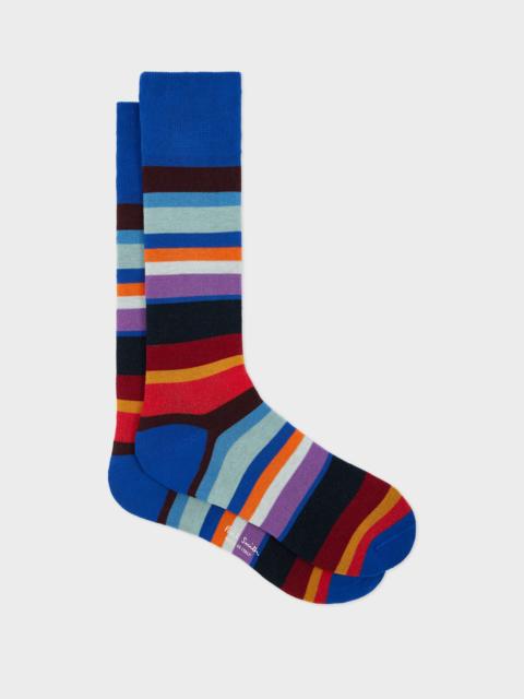 Paul Smith Blue Block Multicolour Stripe Socks