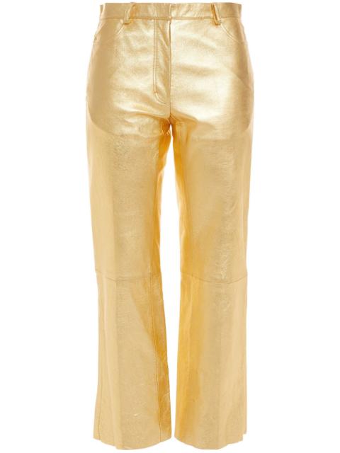 Sandro Metallic leather kick-flare pants