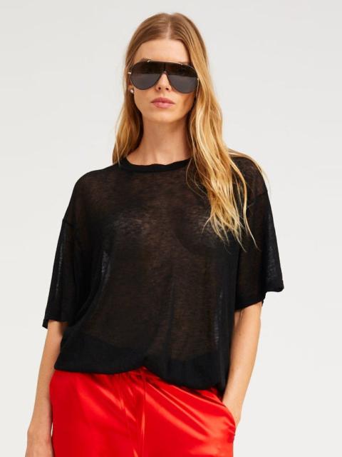 SPRWMN BLACK TISSUE CASHMERE VINTAGE TEE