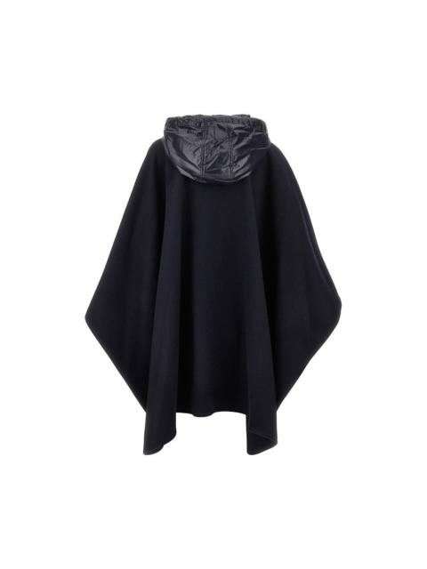 Moncler Moncler Wool Cape with Nylon Hood Blue