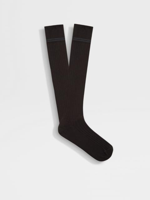 ZEGNA BLACK COTTON CASHMERE AND SILK SOCKS