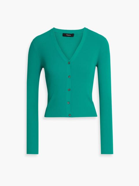 Theory Cropped ribbed-knit cardigan