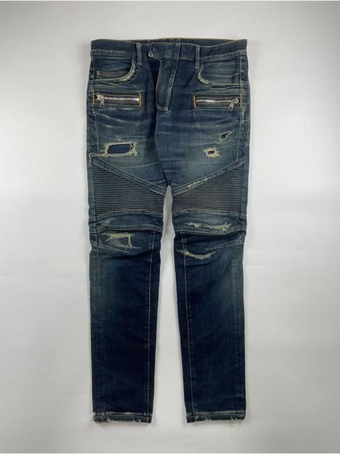 Balmain Balmain Distressed Biker Denim
