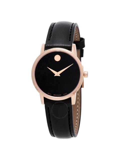 Movado - Movado Museum Classic Black Dial Black Leather Ladies Watch 0607276