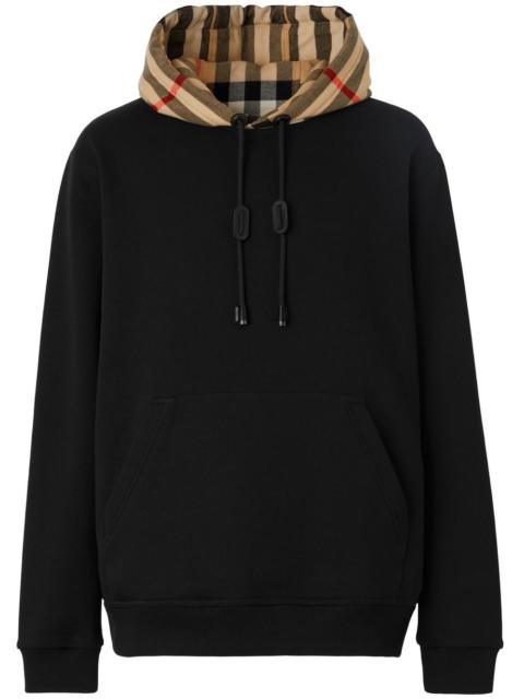 Burberry Burberry Men Check Motif Cotton Hoodie