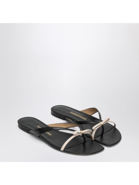 Ferragamo Mini Bow Flip-Flop Black And Powdery / Regular Fit Women