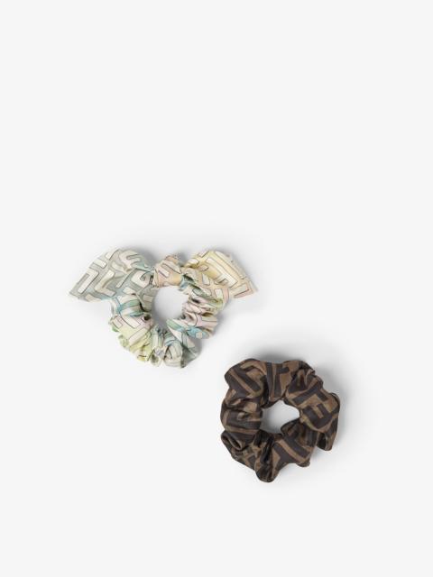 FENDI Fantastic Fendi Future Hair Elastics Set of two multicolor FF silk hair elastics